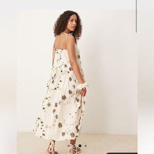 ASOS DESIGN dropped waist maxi dress in print mono floral